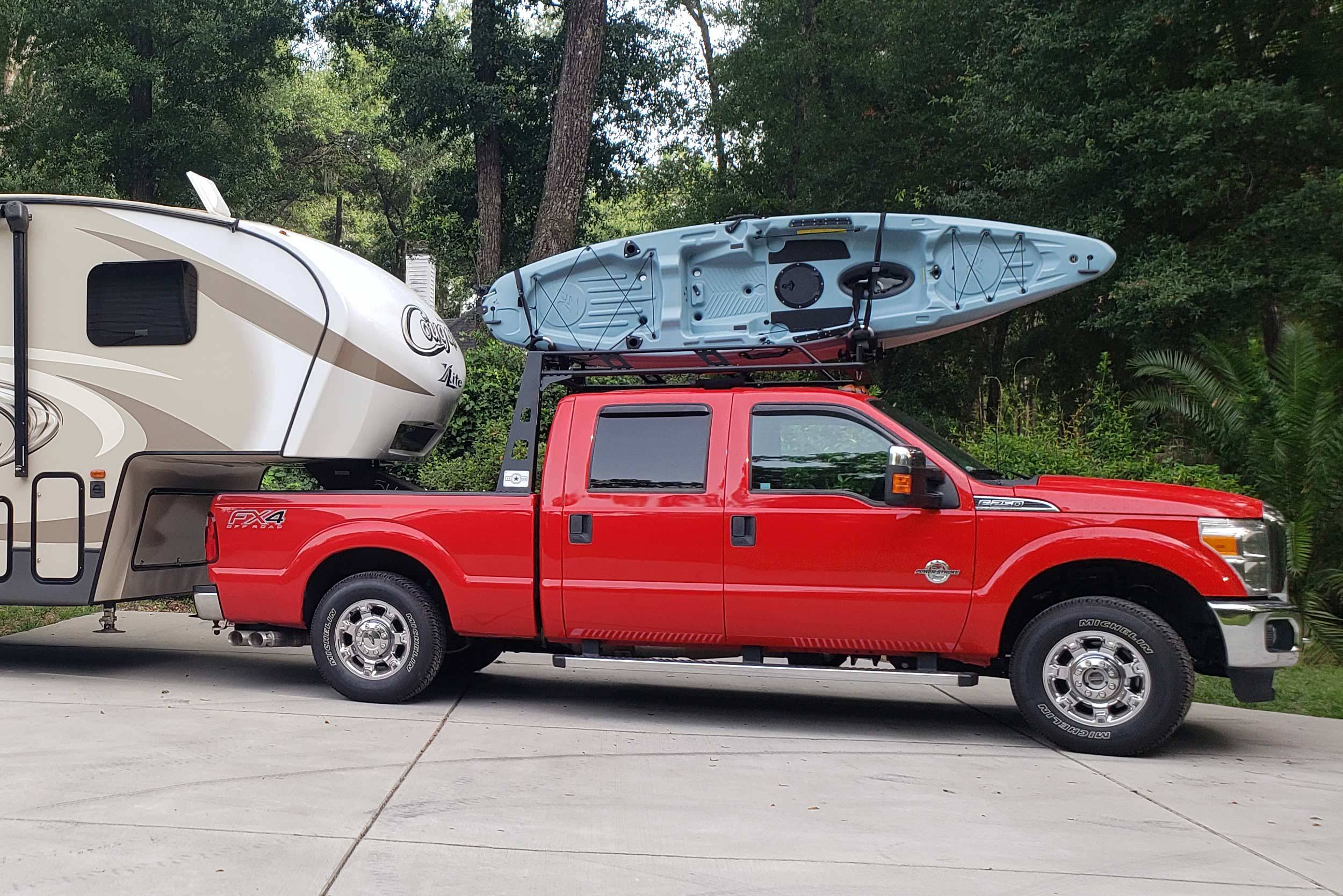 Camper shell best sale kayak rack