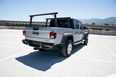 2020-2022 Jeep Gladiator Clipper Truck Rack, Fleetside, Track System, Cab Height, All Black Cross Bar, Legs and Base - Part # 82240251
