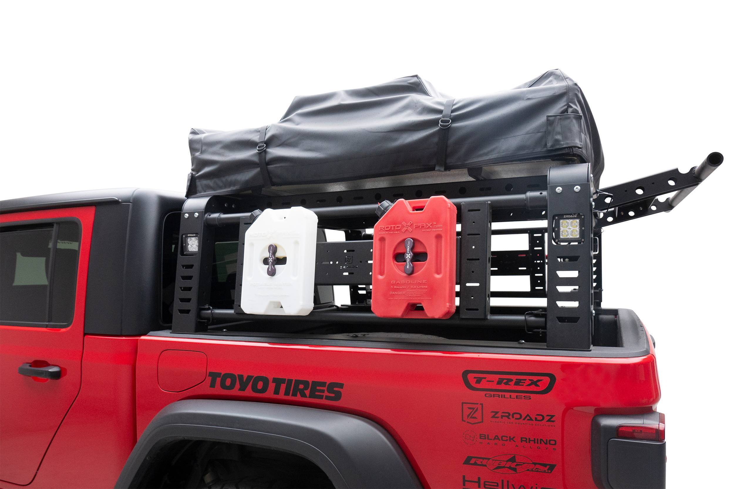 2019-2021 Jeep Gladiator Access Overland Rack With Three Lifting Side Gates, Without Factory Trail Rail Cargo System - Part # Z834201