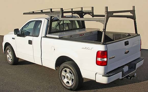 U.S. Rack - Jobsite Rack for Beds OVER 8ft, with 4ft Cab Extension, Mild Steel and S/S Cross Bars,  Black, Part # 2015-1SCL-48