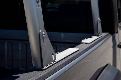 2020-2022 Jeep Gladiator Clipper Truck Rack, Fleetside, Track System, Above Cab Height, Brushed Cross Bar and Legs With Bead Blasted Base - Part # 82240150 - Image 3
