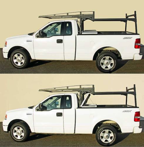 U.S. Rack - Jobsite Rack for Beds OVER 8ft, with 4ft Cab Extension, Mild Steel and S/S Cross Bars,  Black, Part # 2015-1SCL-48 - Image 2