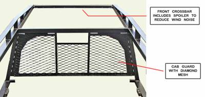 U.S. Rack - Workhorse Rack for Beds OVER 8ft, with 4ft Cab Extension, Mild Steel and S/S Cross Bars,  Black, Part # 2015-3SCL-48 - Image 5