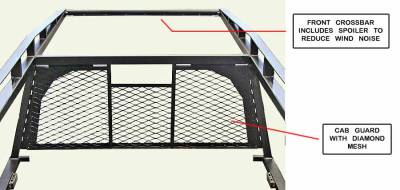 U.S. Rack - Workhorse Rack for Beds UNDER 8ft, with 4ft Cab Extension, Mild Steel,  Black, Part # 2015-3S-48 - Image 5